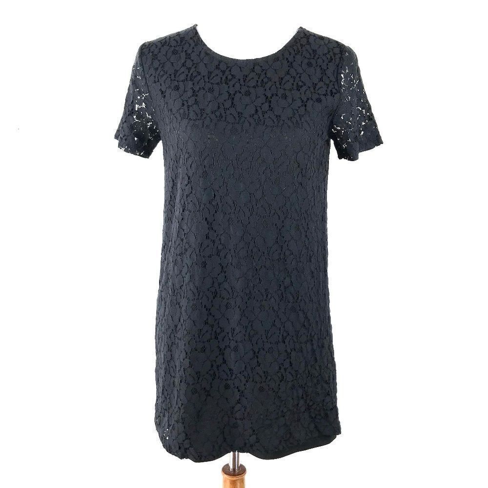 4/$16 W118 By Walter Baker Black Lace Shift Dress